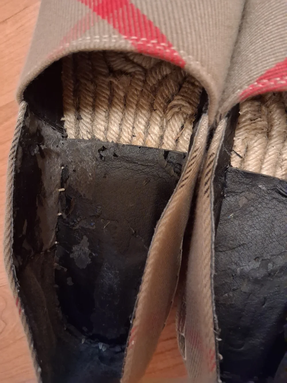 Burberry Plaid Espadrille Flats in Beige and Red